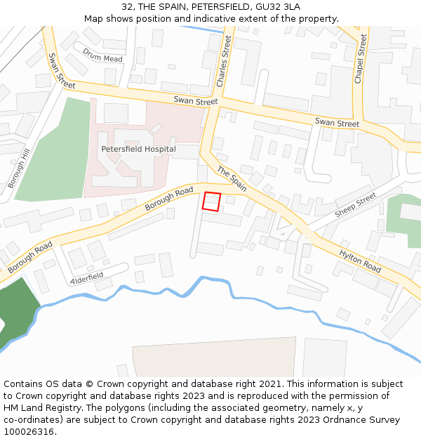 32, THE SPAIN, PETERSFIELD, GU32 3LA: Location map and indicative extent of plot