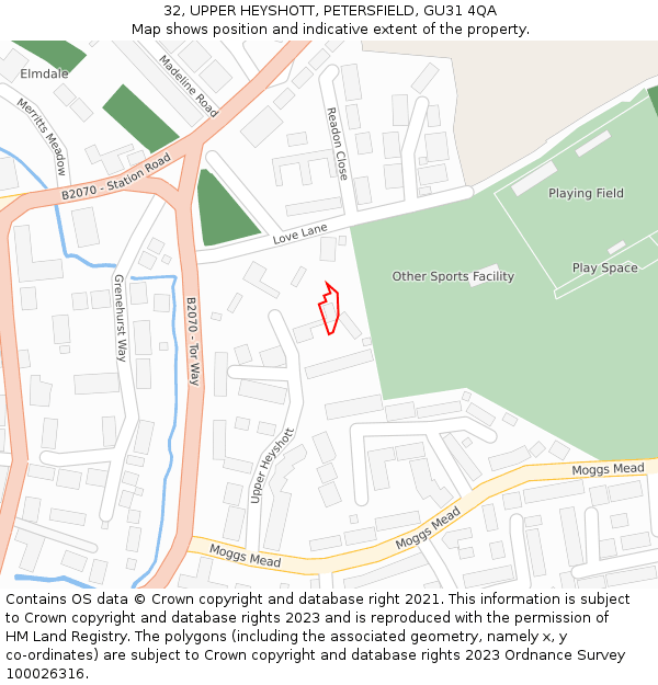 32, UPPER HEYSHOTT, PETERSFIELD, GU31 4QA: Location map and indicative extent of plot