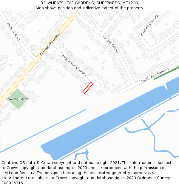 32, WHEATSHEAF GARDENS, SHEERNESS, ME12 1YJ: Location map and indicative extent of plot
