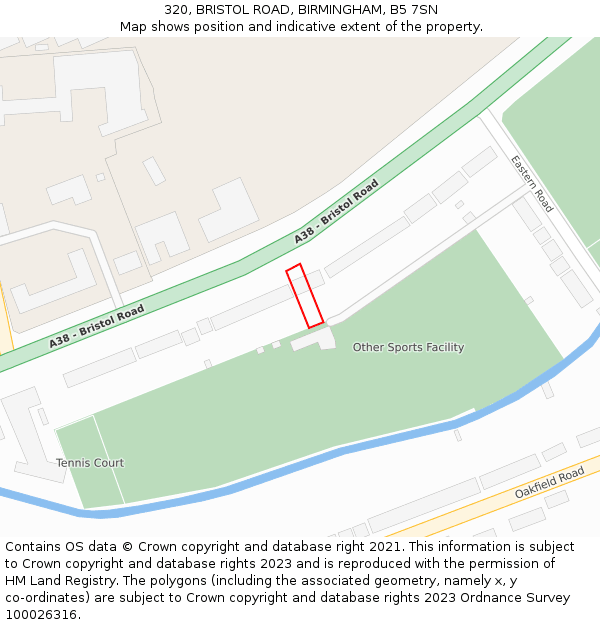 320, BRISTOL ROAD, BIRMINGHAM, B5 7SN: Location map and indicative extent of plot