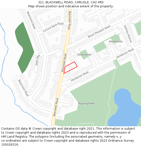 321, BLACKWELL ROAD, CARLISLE, CA2 4RS: Location map and indicative extent of plot