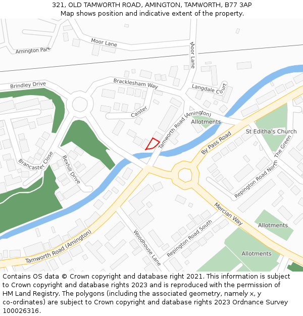 321, OLD TAMWORTH ROAD, AMINGTON, TAMWORTH, B77 3AP: Location map and indicative extent of plot