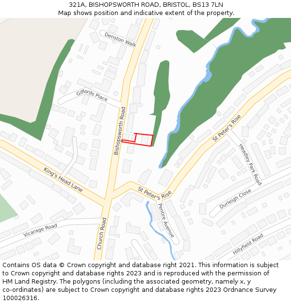 321A, BISHOPSWORTH ROAD, BRISTOL, BS13 7LN: Location map and indicative extent of plot