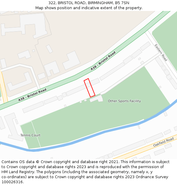 322, BRISTOL ROAD, BIRMINGHAM, B5 7SN: Location map and indicative extent of plot