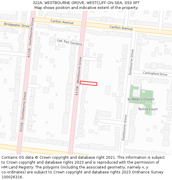 322A, WESTBOURNE GROVE, WESTCLIFF-ON-SEA, SS0 0PT: Location map and indicative extent of plot