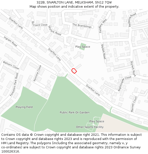 322B, SNARLTON LANE, MELKSHAM, SN12 7QW: Location map and indicative extent of plot