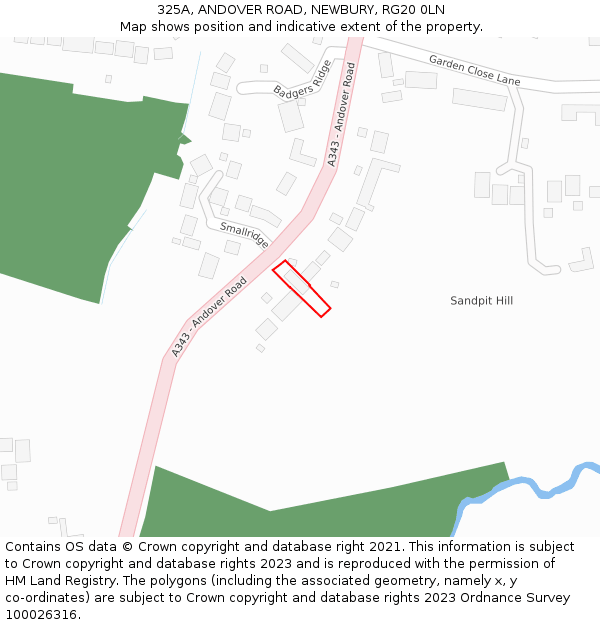 325A, ANDOVER ROAD, NEWBURY, RG20 0LN: Location map and indicative extent of plot