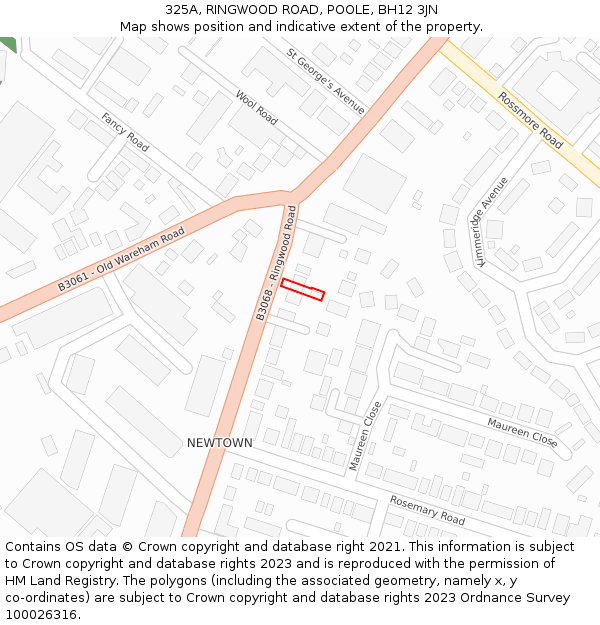 325A, RINGWOOD ROAD, POOLE, BH12 3JN: Location map and indicative extent of plot