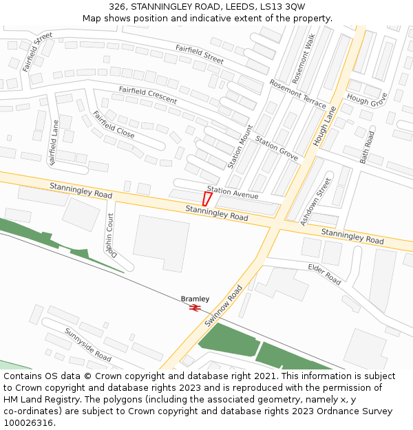 326, STANNINGLEY ROAD, LEEDS, LS13 3QW: Location map and indicative extent of plot