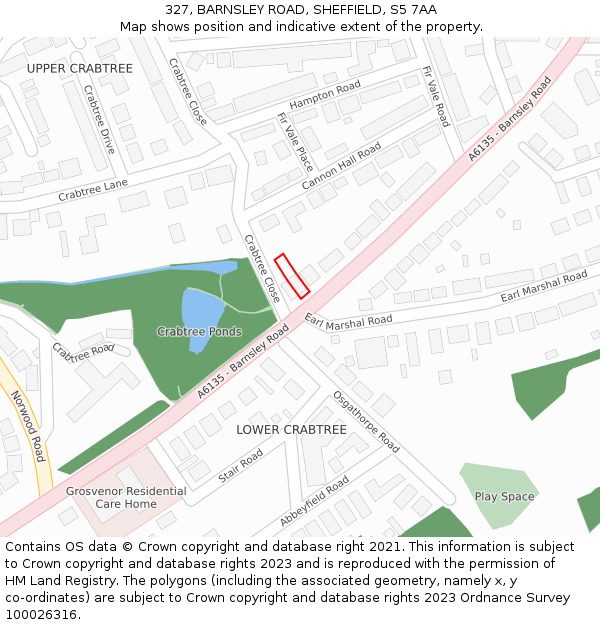 327, BARNSLEY ROAD, SHEFFIELD, S5 7AA: Location map and indicative extent of plot