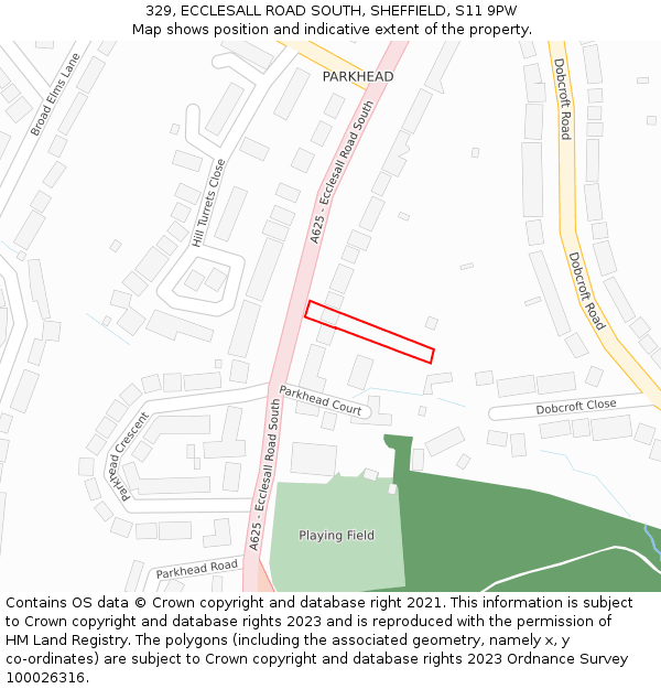 329, ECCLESALL ROAD SOUTH, SHEFFIELD, S11 9PW: Location map and indicative extent of plot
