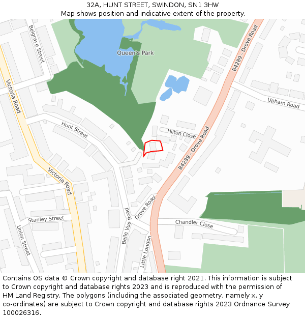 32A, HUNT STREET, SWINDON, SN1 3HW: Location map and indicative extent of plot