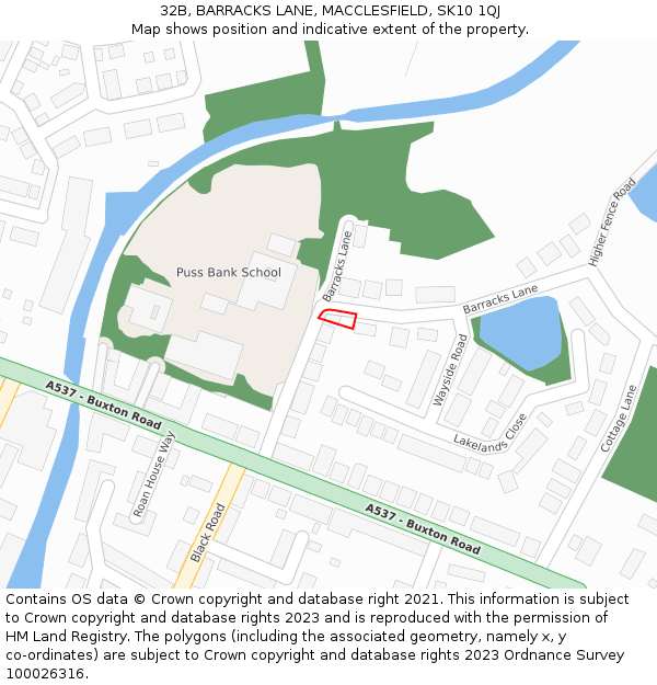 32B, BARRACKS LANE, MACCLESFIELD, SK10 1QJ: Location map and indicative extent of plot