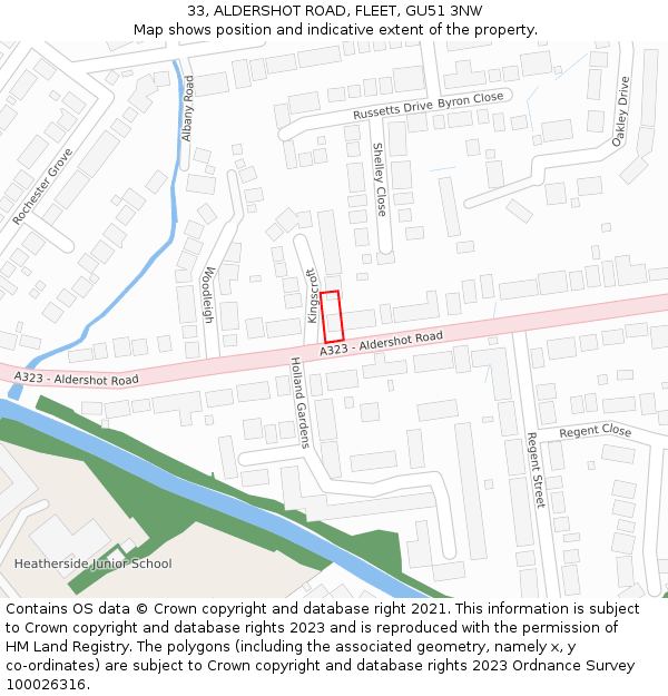 33, ALDERSHOT ROAD, FLEET, GU51 3NW: Location map and indicative extent of plot