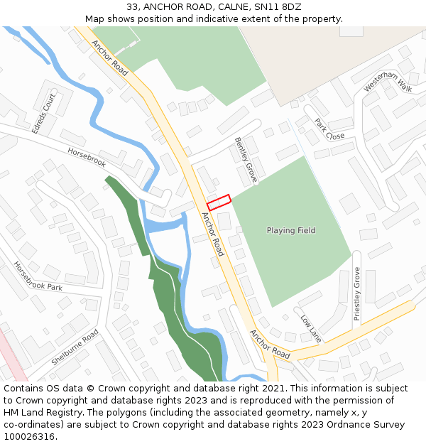 33, ANCHOR ROAD, CALNE, SN11 8DZ: Location map and indicative extent of plot