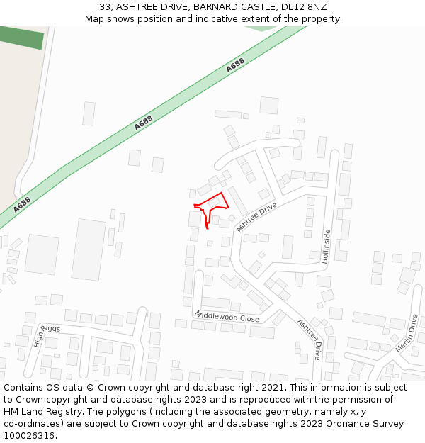 33, ASHTREE DRIVE, BARNARD CASTLE, DL12 8NZ: Location map and indicative extent of plot