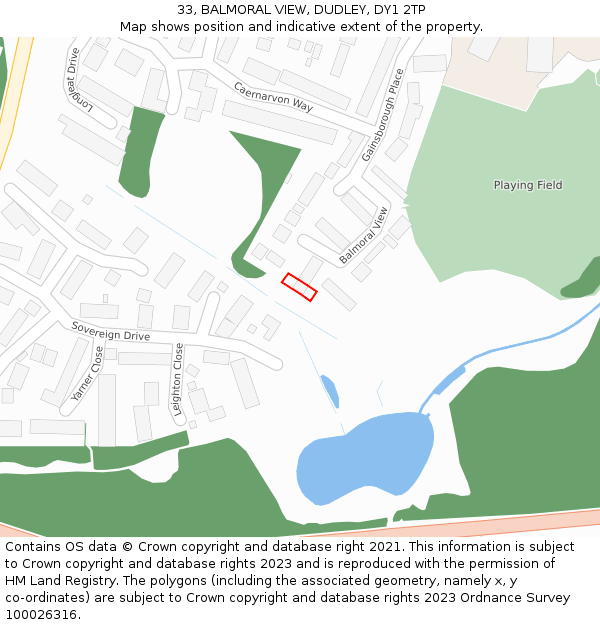 33, BALMORAL VIEW, DUDLEY, DY1 2TP: Location map and indicative extent of plot
