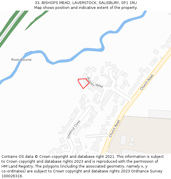 33, BISHOPS MEAD, LAVERSTOCK, SALISBURY, SP1 1RU: Location map and indicative extent of plot
