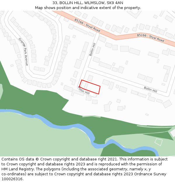 33, BOLLIN HILL, WILMSLOW, SK9 4AN: Location map and indicative extent of plot
