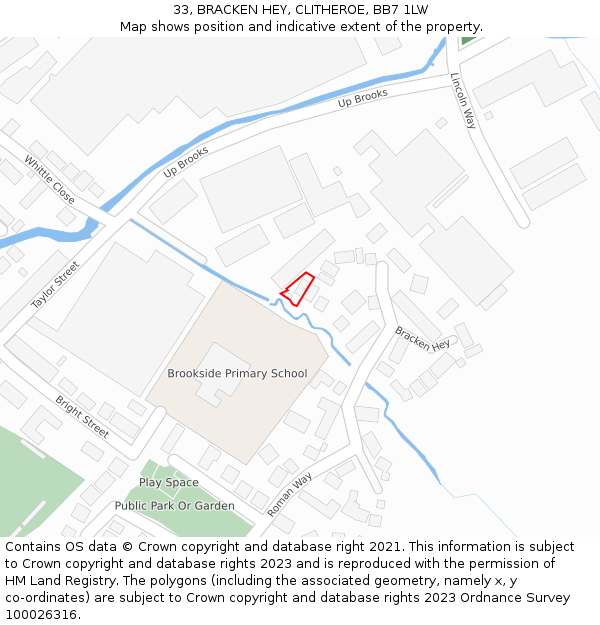 33, BRACKEN HEY, CLITHEROE, BB7 1LW: Location map and indicative extent of plot