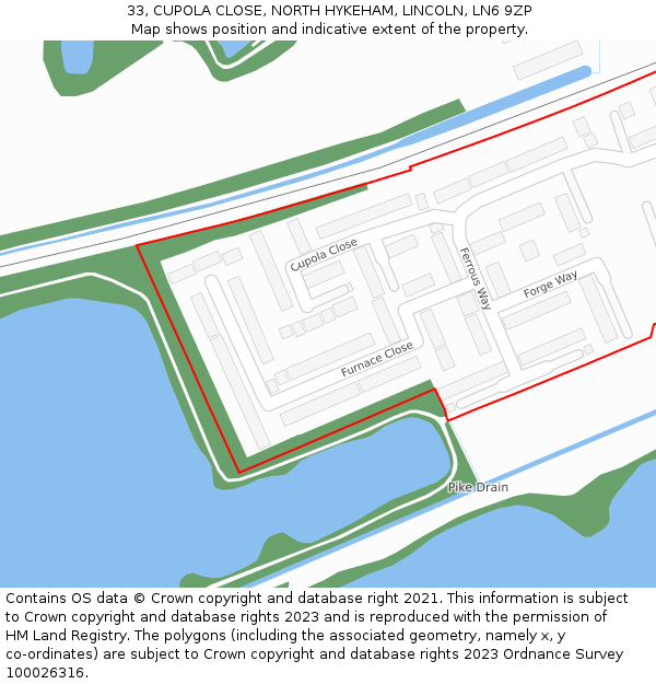 33, CUPOLA CLOSE, NORTH HYKEHAM, LINCOLN, LN6 9ZP: Location map and indicative extent of plot