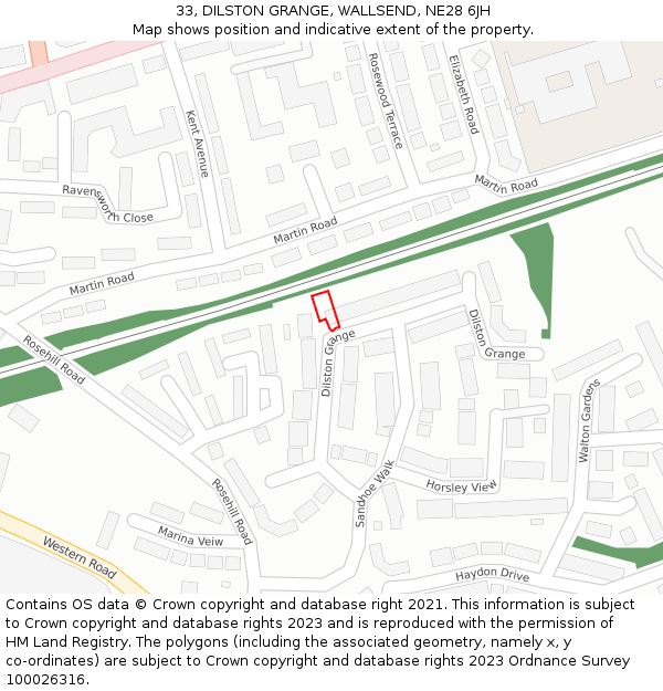 33, DILSTON GRANGE, WALLSEND, NE28 6JH: Location map and indicative extent of plot