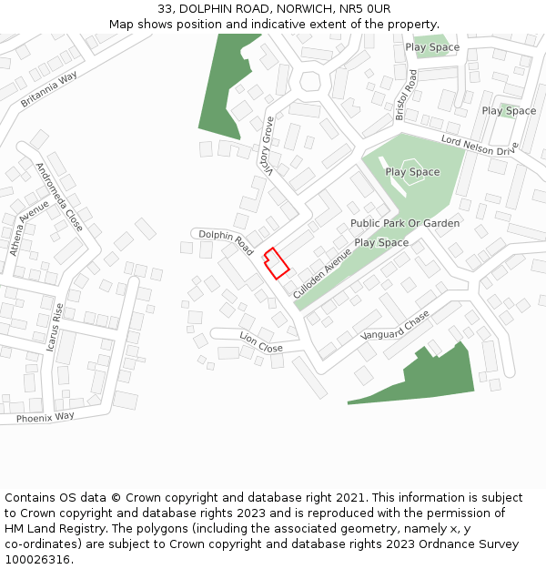 33, DOLPHIN ROAD, NORWICH, NR5 0UR: Location map and indicative extent of plot
