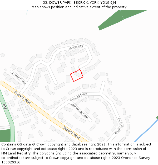 33, DOWER PARK, ESCRICK, YORK, YO19 6JN: Location map and indicative extent of plot