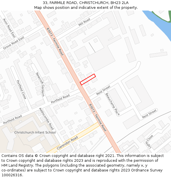 33, FAIRMILE ROAD, CHRISTCHURCH, BH23 2LA: Location map and indicative extent of plot