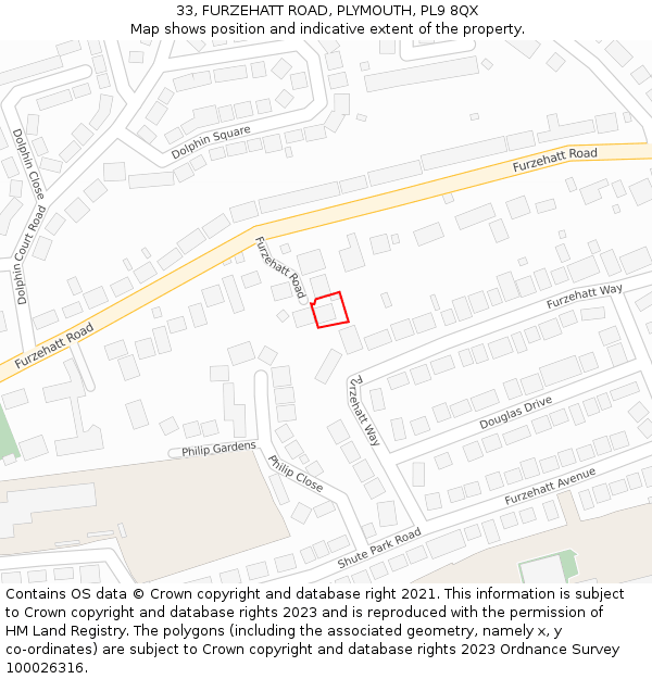 33, FURZEHATT ROAD, PLYMOUTH, PL9 8QX: Location map and indicative extent of plot