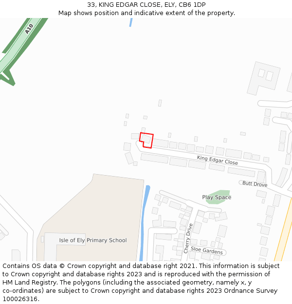 33, KING EDGAR CLOSE, ELY, CB6 1DP: Location map and indicative extent of plot