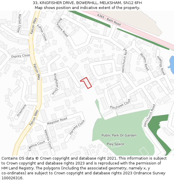 33, KINGFISHER DRIVE, BOWERHILL, MELKSHAM, SN12 6FH: Location map and indicative extent of plot