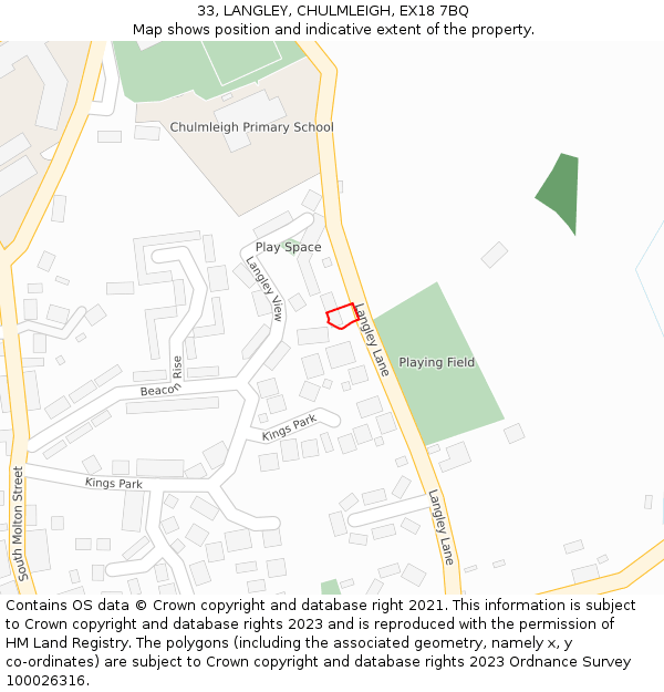 33, LANGLEY, CHULMLEIGH, EX18 7BQ: Location map and indicative extent of plot