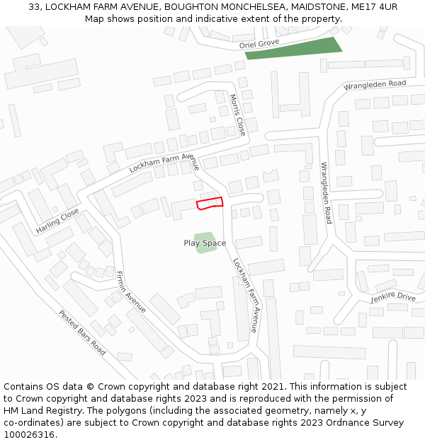 33, LOCKHAM FARM AVENUE, BOUGHTON MONCHELSEA, MAIDSTONE, ME17 4UR: Location map and indicative extent of plot