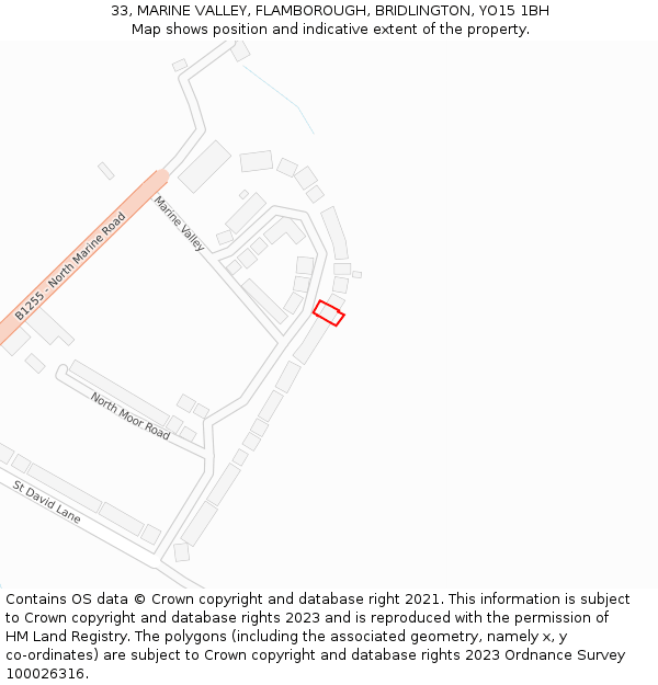 33, MARINE VALLEY, FLAMBOROUGH, BRIDLINGTON, YO15 1BH: Location map and indicative extent of plot