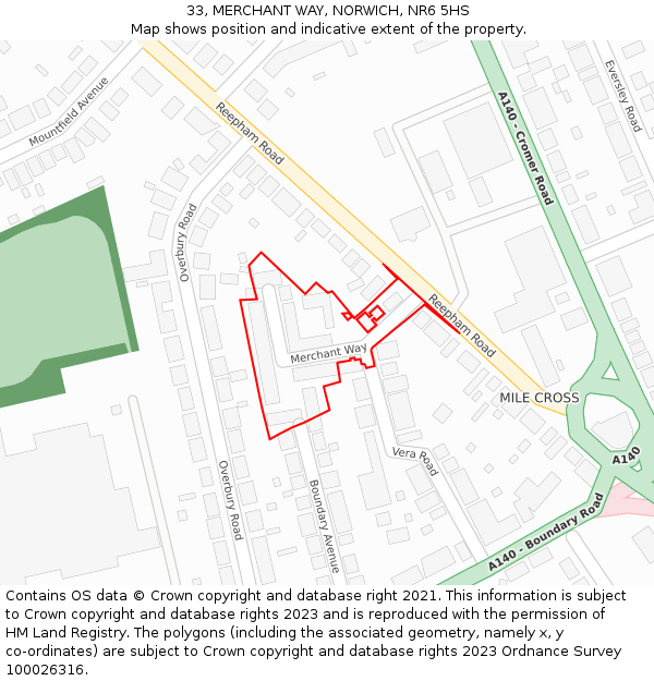 33, MERCHANT WAY, NORWICH, NR6 5HS: Location map and indicative extent of plot