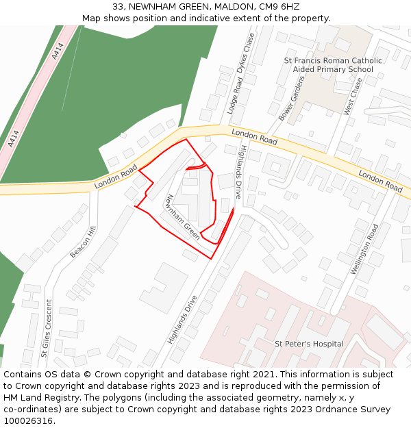 33, NEWNHAM GREEN, MALDON, CM9 6HZ: Location map and indicative extent of plot