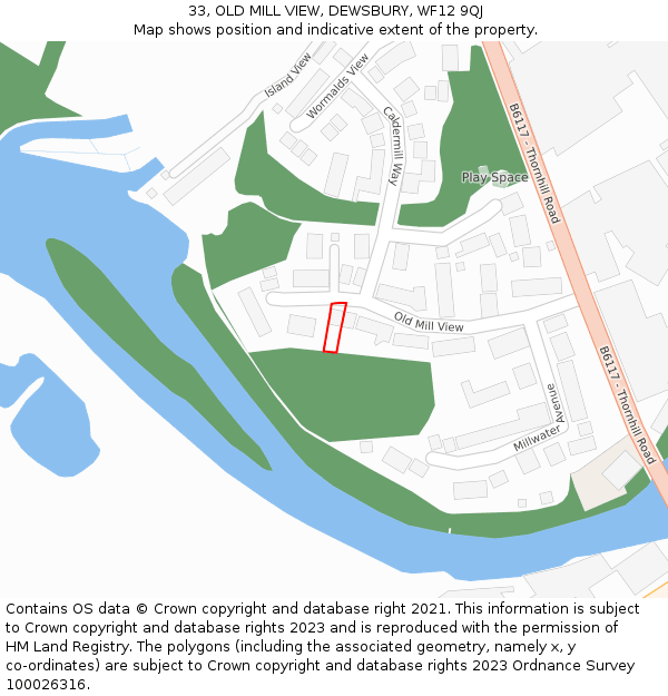 33, OLD MILL VIEW, DEWSBURY, WF12 9QJ: Location map and indicative extent of plot