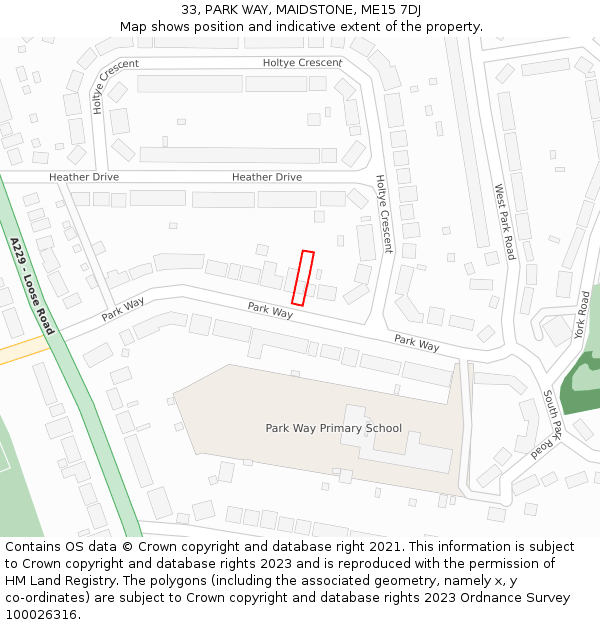 33, PARK WAY, MAIDSTONE, ME15 7DJ: Location map and indicative extent of plot