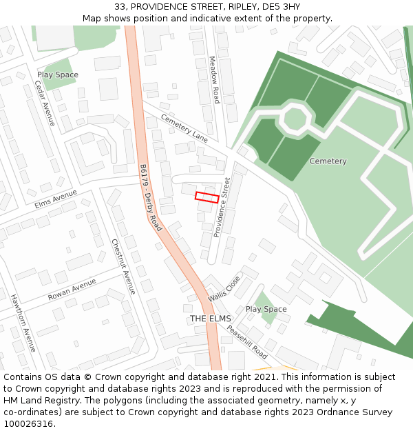 33, PROVIDENCE STREET, RIPLEY, DE5 3HY: Location map and indicative extent of plot