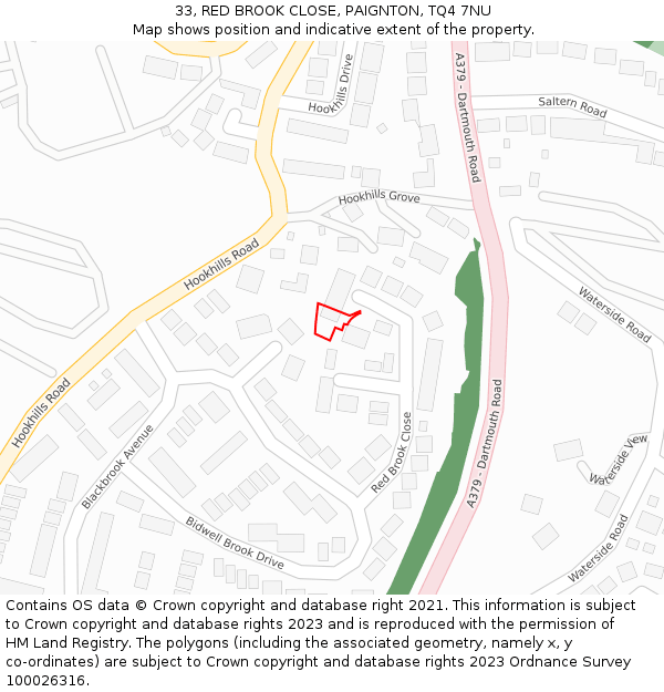 33, RED BROOK CLOSE, PAIGNTON, TQ4 7NU: Location map and indicative extent of plot