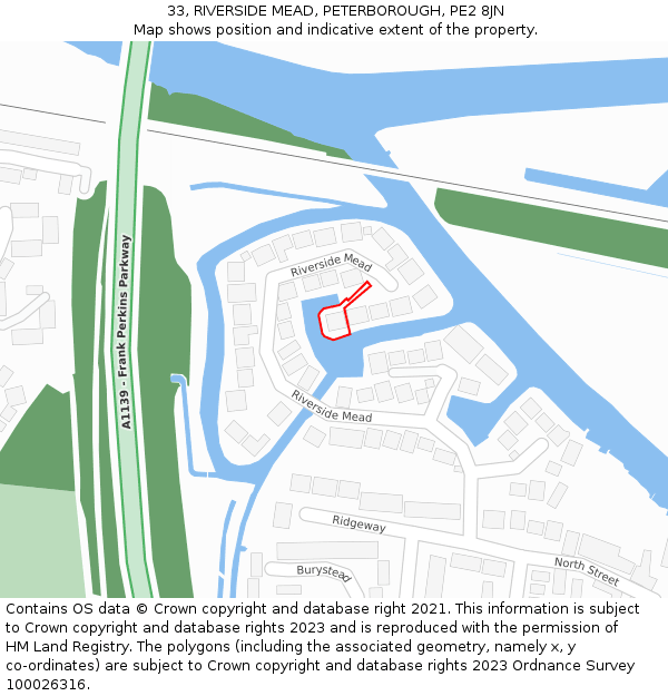 33, RIVERSIDE MEAD, PETERBOROUGH, PE2 8JN: Location map and indicative extent of plot