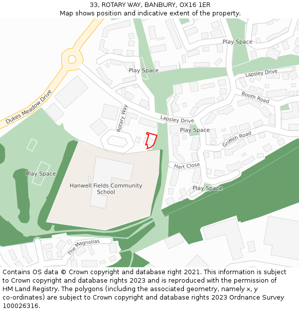 33, ROTARY WAY, BANBURY, OX16 1ER: Location map and indicative extent of plot