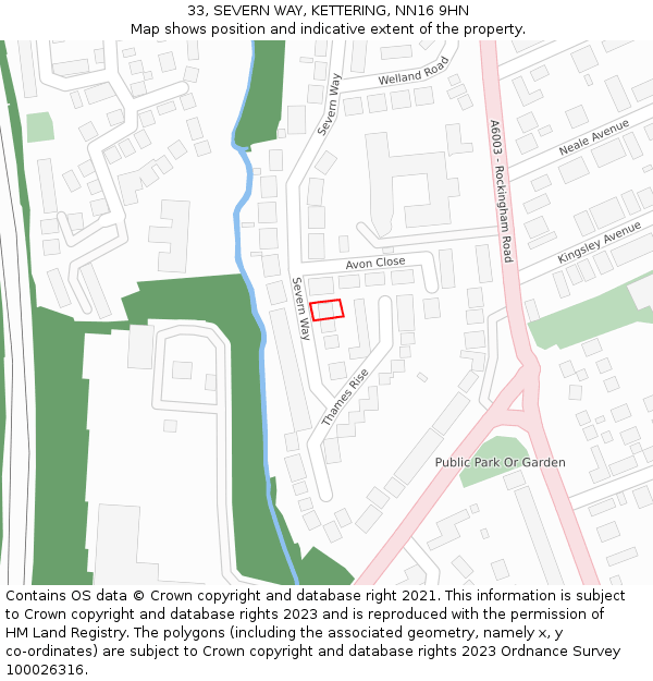33, SEVERN WAY, KETTERING, NN16 9HN: Location map and indicative extent of plot