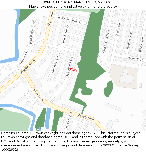 33, SOMERFIELD ROAD, MANCHESTER, M9 8AQ: Location map and indicative extent of plot