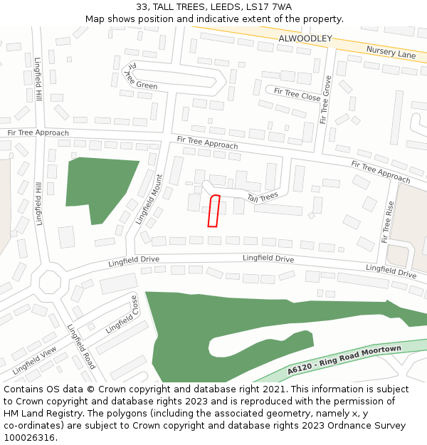 33, TALL TREES, LEEDS, LS17 7WA: Location map and indicative extent of plot