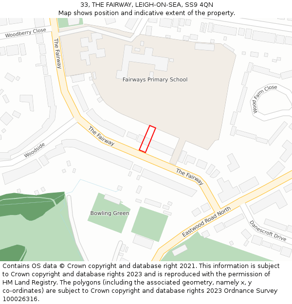 33, THE FAIRWAY, LEIGH-ON-SEA, SS9 4QN: Location map and indicative extent of plot