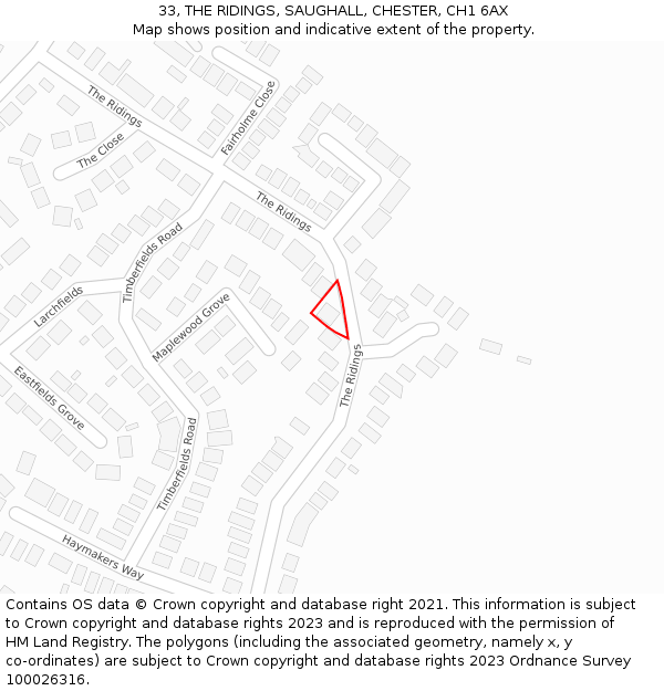33, THE RIDINGS, SAUGHALL, CHESTER, CH1 6AX: Location map and indicative extent of plot