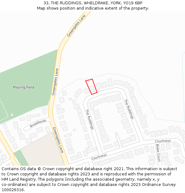 33, THE RUDDINGS, WHELDRAKE, YORK, YO19 6BP: Location map and indicative extent of plot