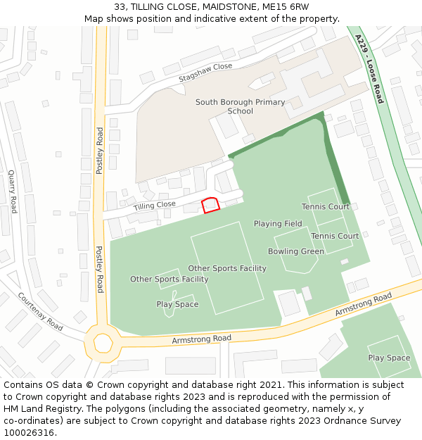 33, TILLING CLOSE, MAIDSTONE, ME15 6RW: Location map and indicative extent of plot